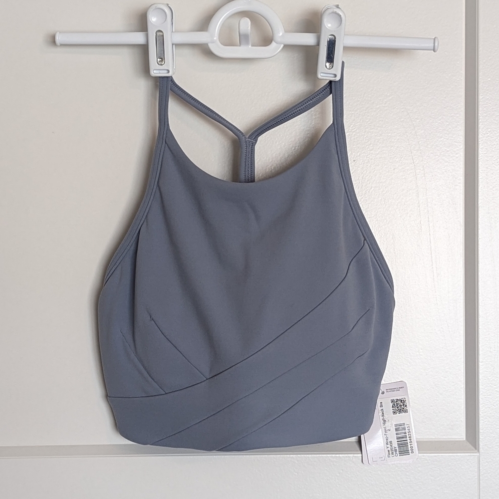 Lululemon NWT Flow Y Wrap Front High Neck Bra - Chambray sz 2
